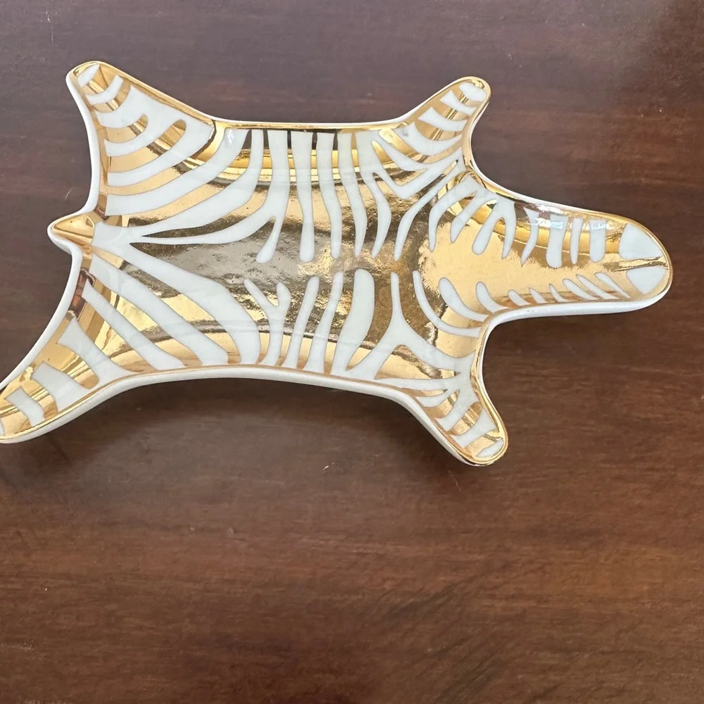 Jonathan Adler Gold Zebra Porcelain Stacking Dish, Trinket Tray